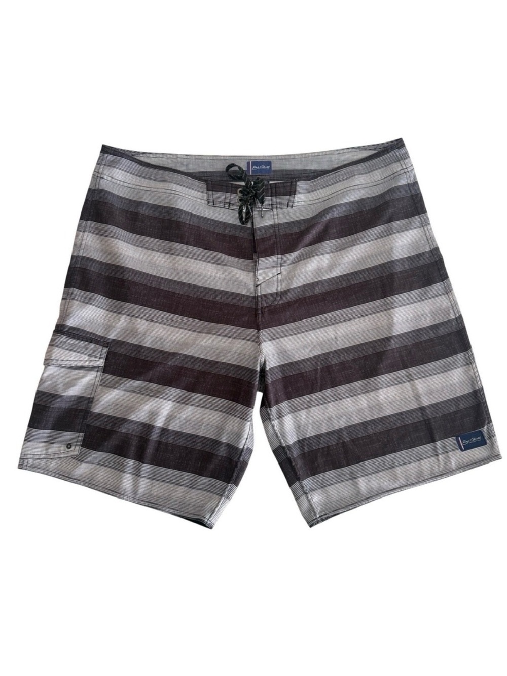 O'Neill Striped Board Shorts Gray Black Swim Trunks Surfing Summer Beach Size 38